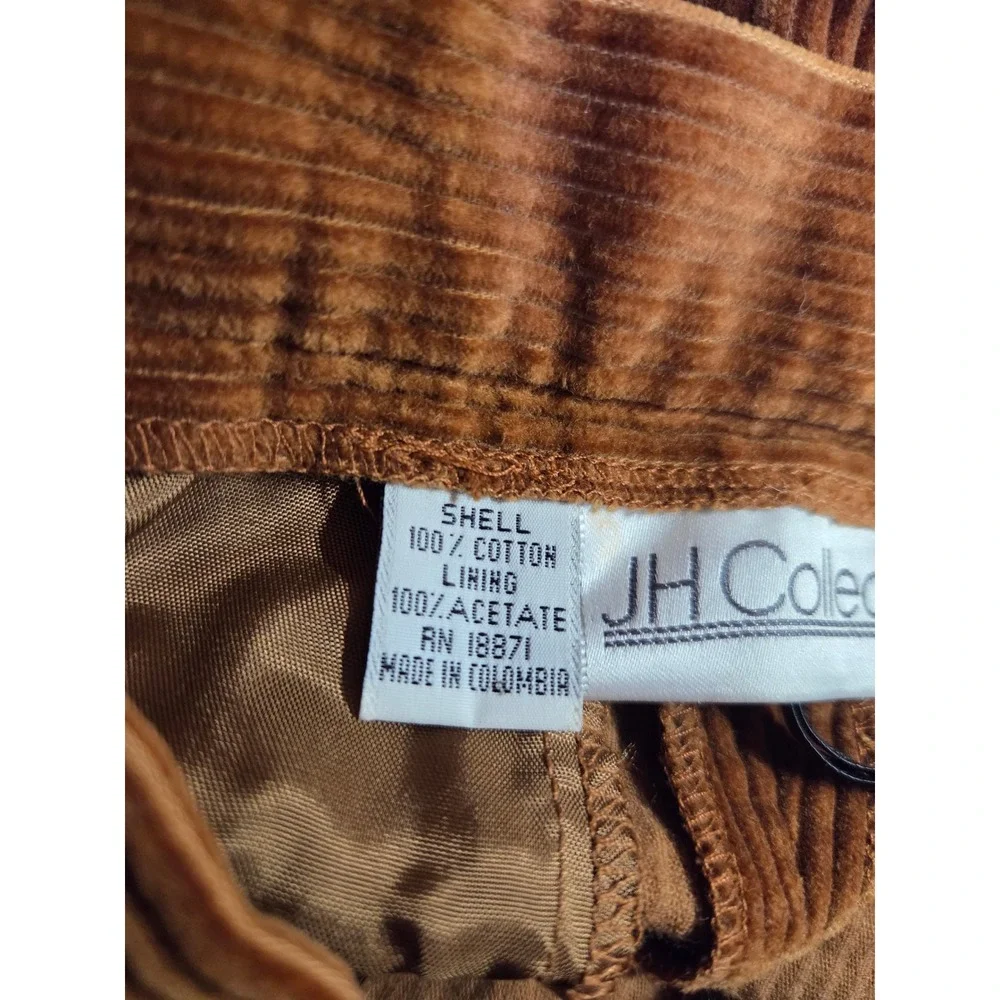 JH Collectibles Vintage Brown Corduroy Pants High Rise Pleated Straight Leg 8